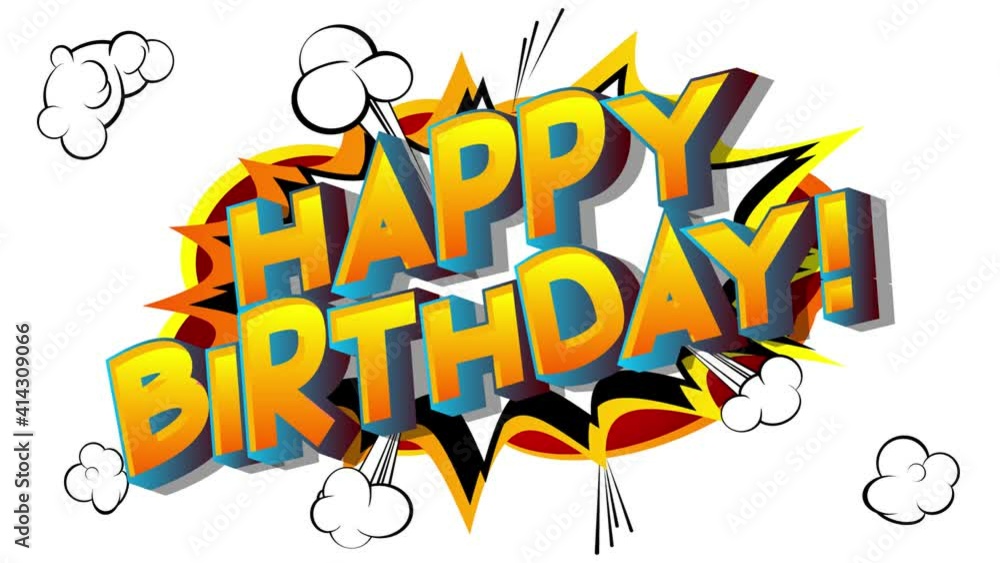 Happy Birthday Comic Book Word Retro Cartoon Popup Style Expressions