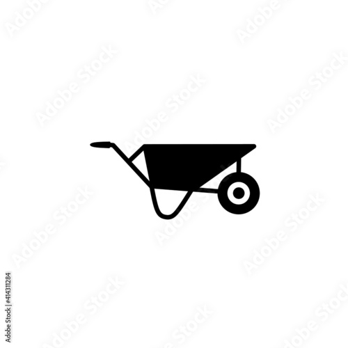 Vector illustration of wheelbarrow on a white