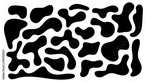 Irregular blob, set of abstract organic shapes. Abstract irregular random blobs. Simple liquid amorphous splodge. Trendy minimal designs for presentations, banners, posters and flyers.