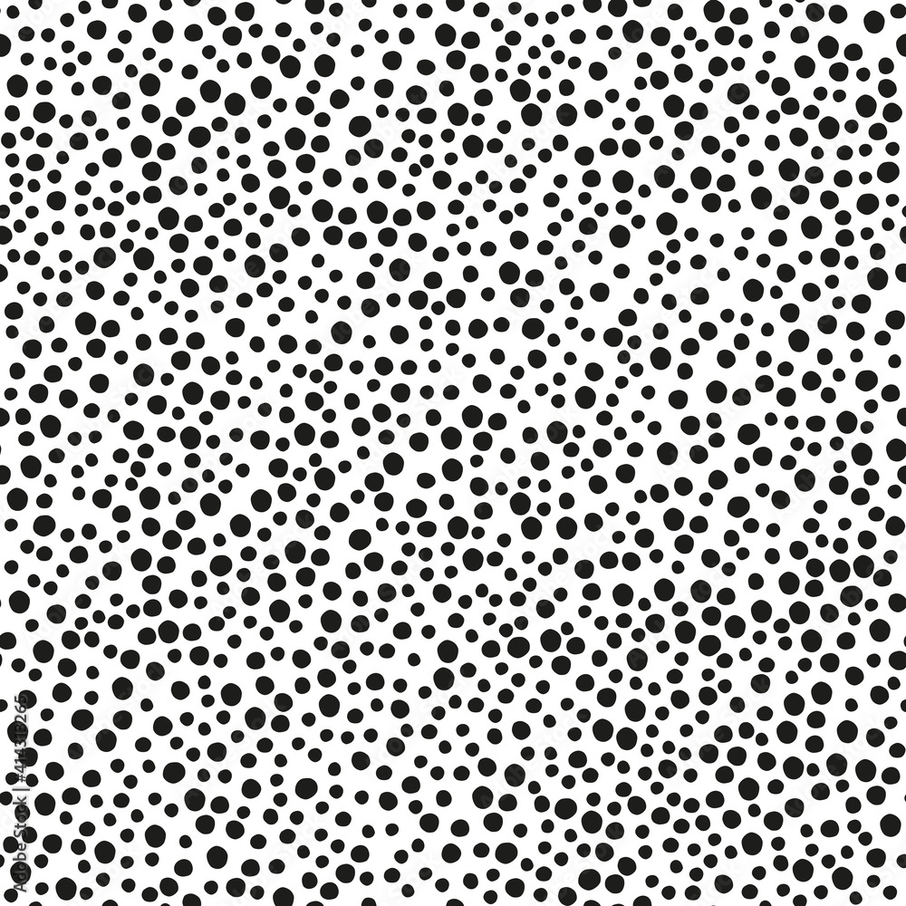 Seamless hand drawn dots pattern. Black dots on the white background. Abstract pattern for fabric, wrapping, wallpapers.