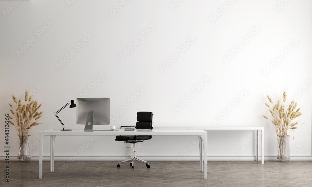 Modern mock up decor interior design of working station and office room