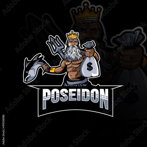 Poseidon mascot logo esport design