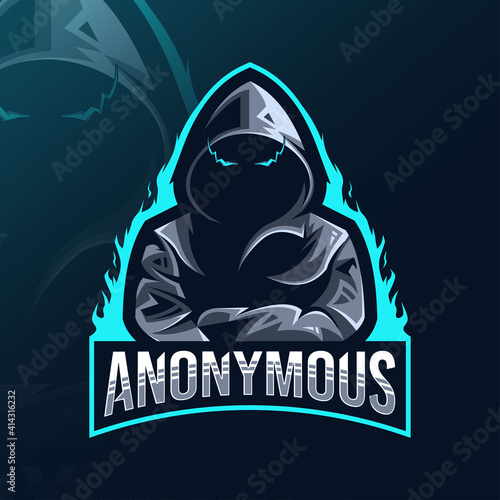 Anonymous mascot logo esport design