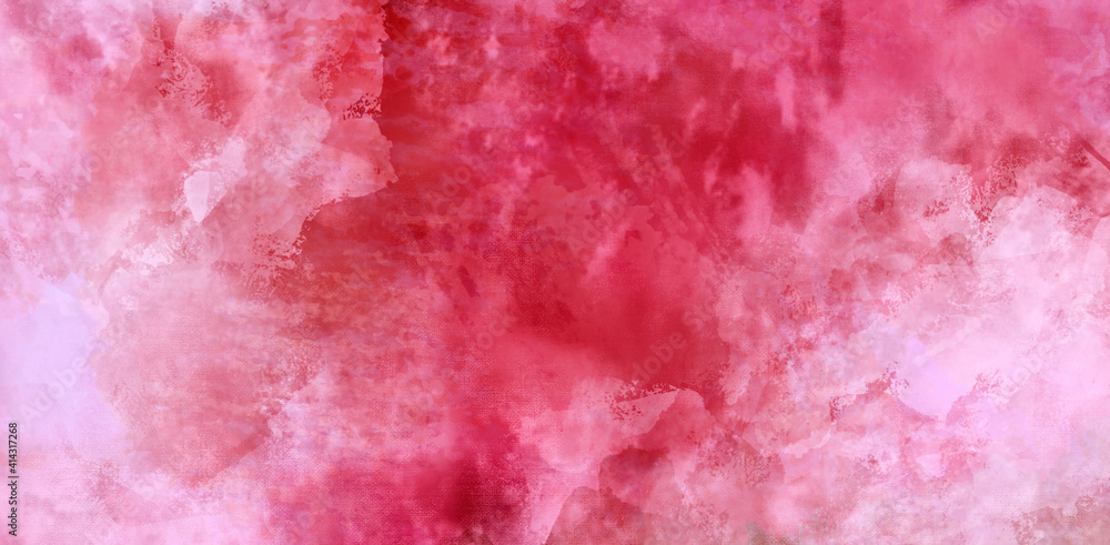 Pink red and white watercolor background painting with old distressed faded texture, vintage grunge in abstract painted design