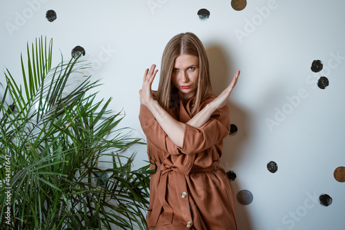 Fotografie, Obraz Woman showing prohibition gesture with hands, opposition concept