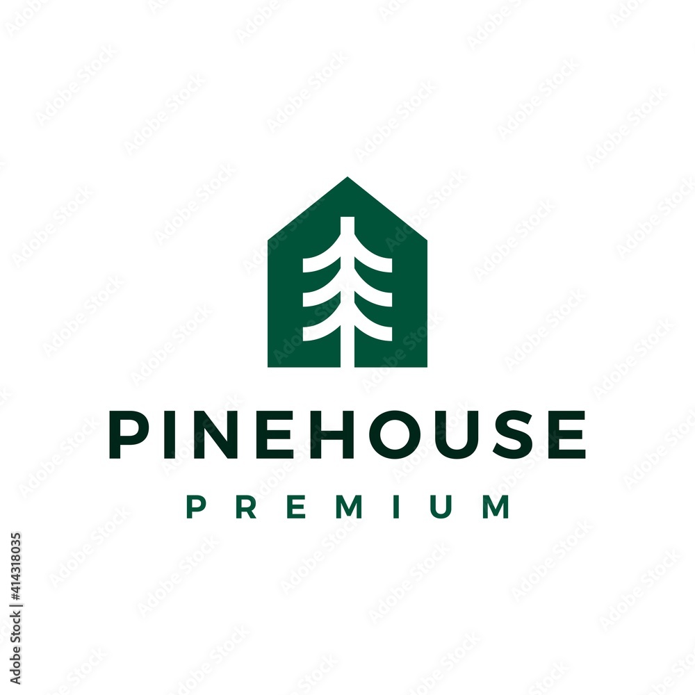 pine tree house home logo vector icon illustration