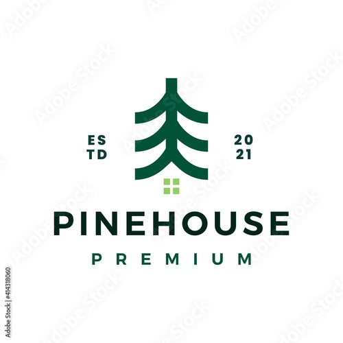 pine tree house logo vector icon illustration