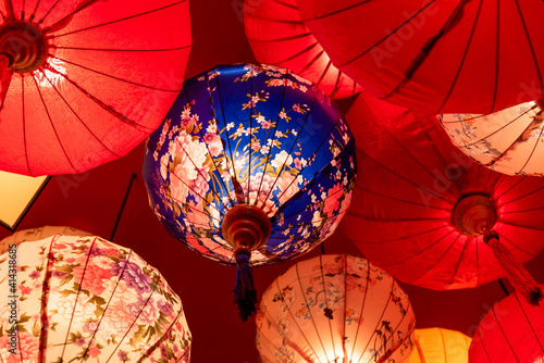 Chinese palace lanterns. Traditional chinese stytle holiday decoration for chinese new year and Lantern Festival.