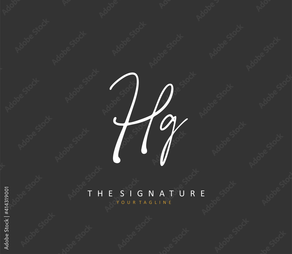 HG Initial letter handwriting and signature logo. A concept handwriting initial logo with template element.