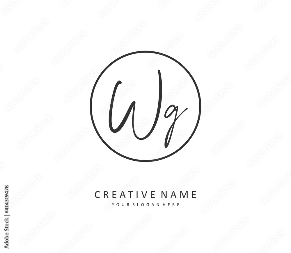 WG Initial letter handwriting and signature logo. A concept handwriting initial logo with template element. WG Initial letter handwriting and signature logo. A concept handwriting initial logo with template element.