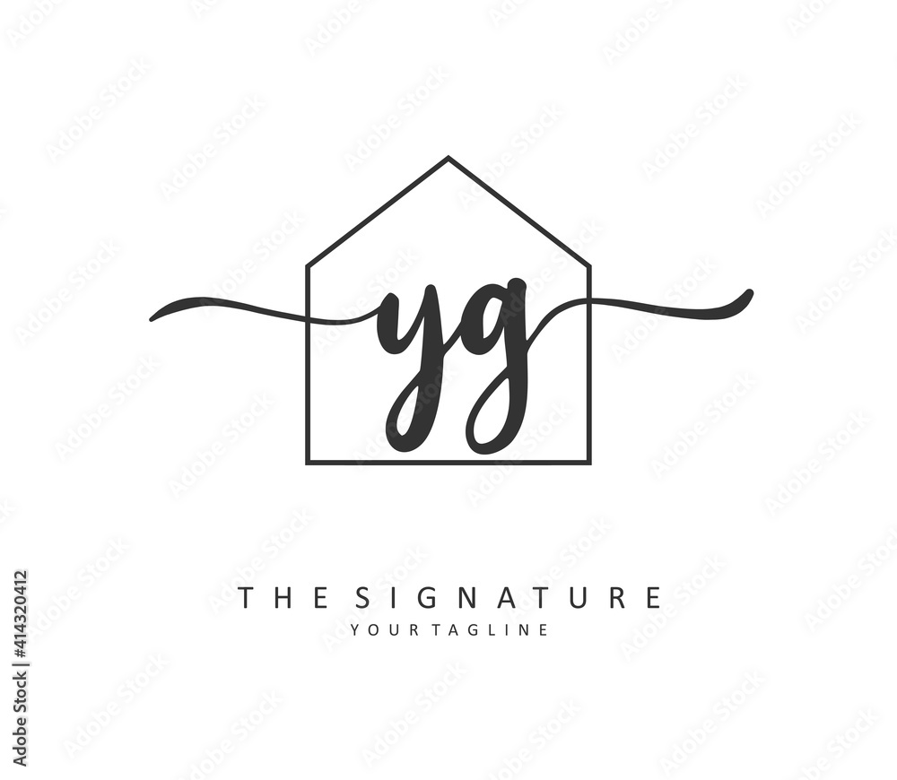 Obraz premium YG Initial letter handwriting and signature logo. A concept handwriting initial logo with template element.