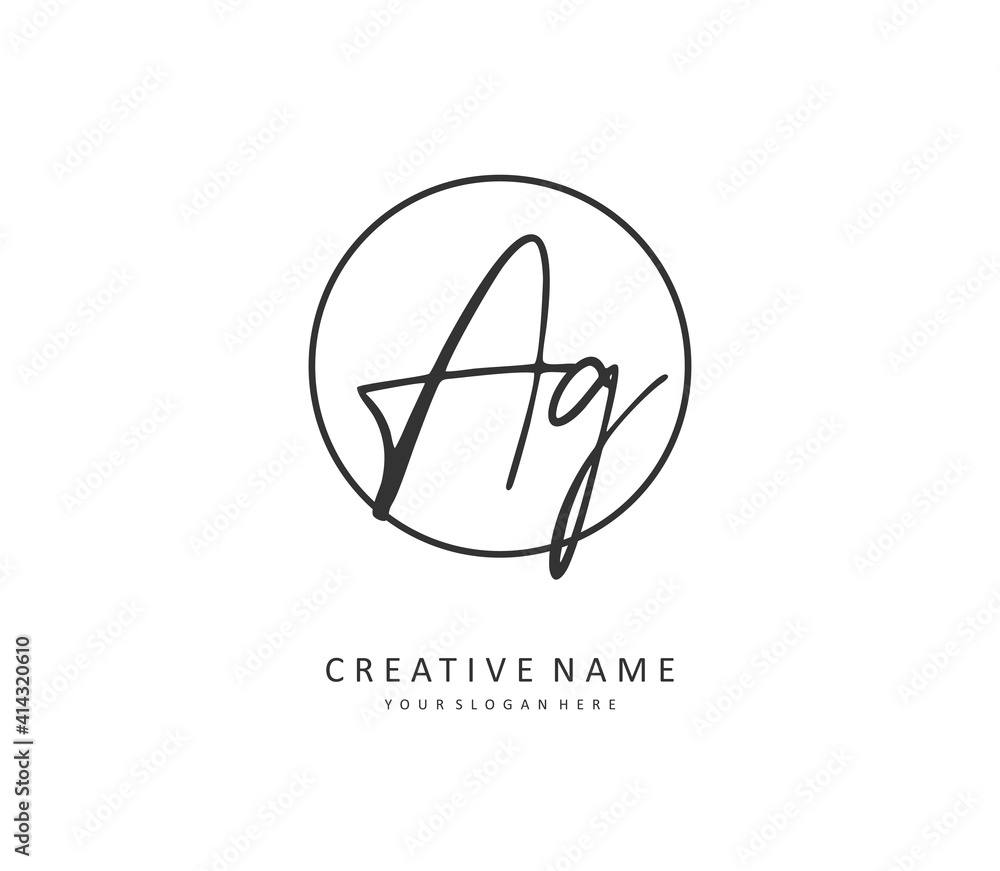 AG Initial letter handwriting and signature logo. A concept handwriting initial logo with template element.