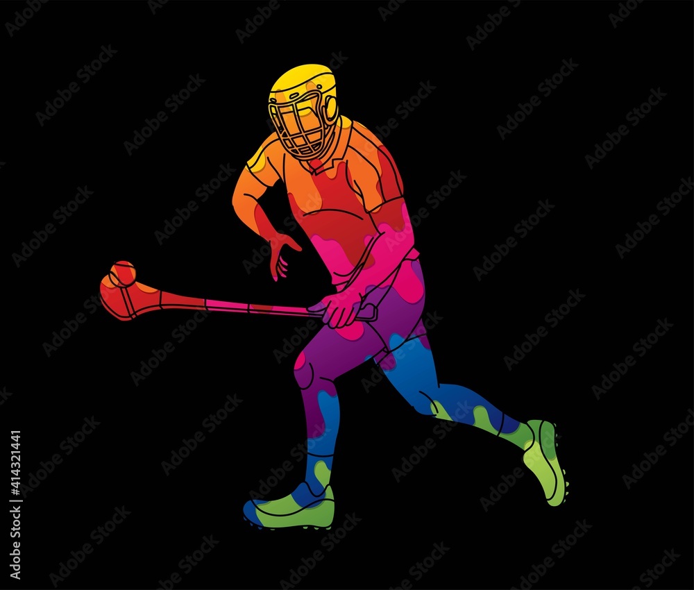 Fototapeta premium Irish Hurley Sport Cartoon Graphic Vector.