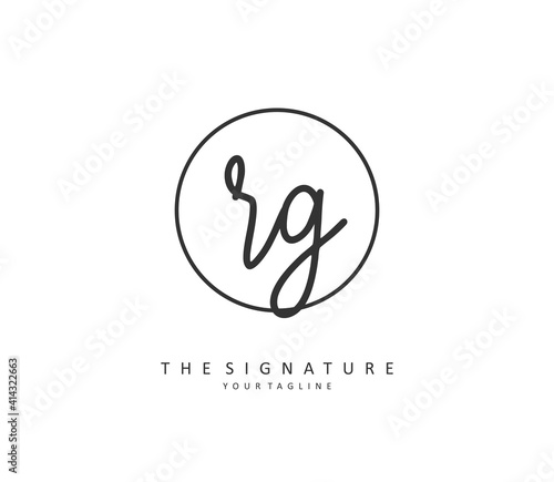 RG Initial letter handwriting and signature logo. A concept handwriting initial logo with template element.