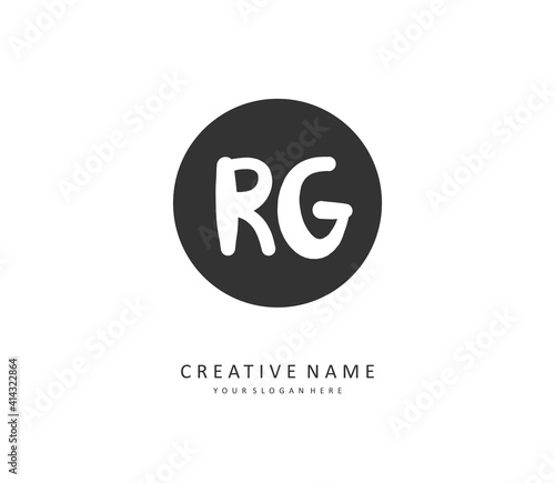 RG Initial letter handwriting and signature logo. A concept handwriting initial logo with template element.
