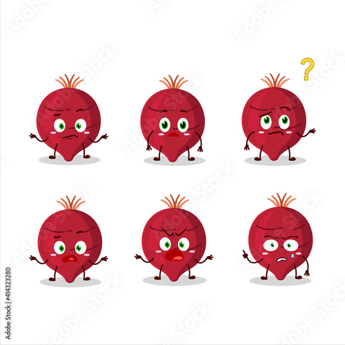 Cartoon character of beet with what expression