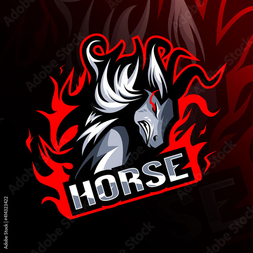 Angry horse mascot logo esport template