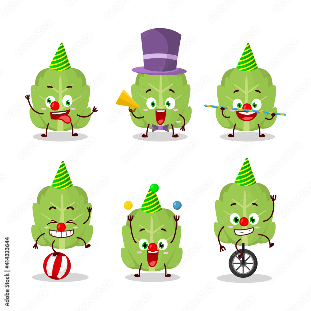 Cartoon character of cabbage with various circus shows Cartoon character of cabbage with various circus shows
