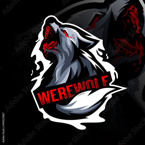 Angry werewolf mascot logo esport template