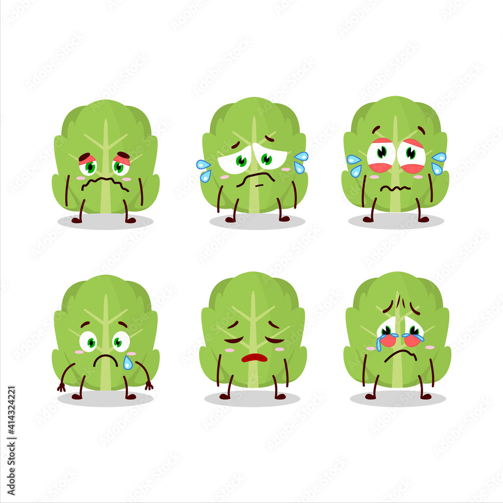 Cabbage cartoon in character with sad expression Cabbage cartoon in character with sad expression
