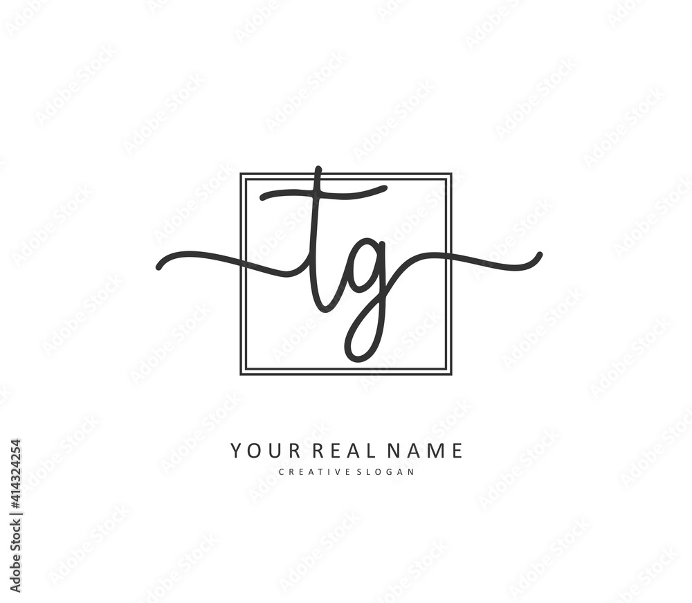 TG Initial letter handwriting and signature logo. A concept handwriting initial logo with template element.