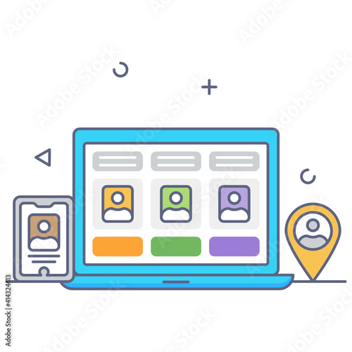 
An online conference flat line vector download

