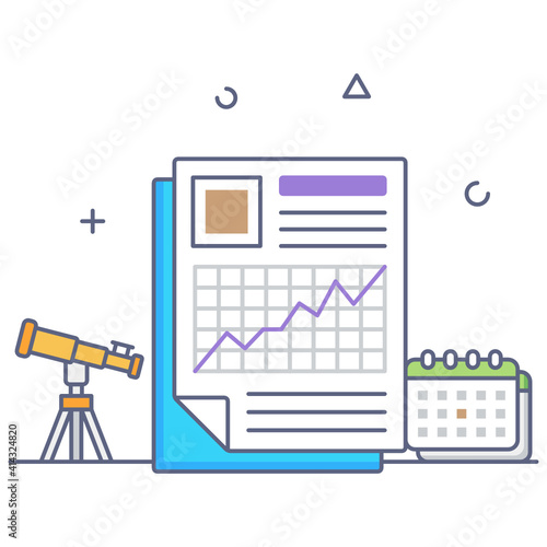 
A colorful flat outline design of strategy and planning icon
