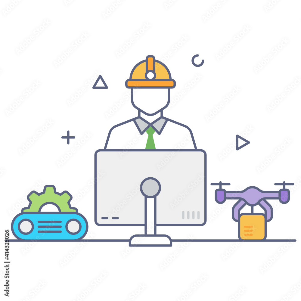 Conceptual flat outline design of production manager icon
Conceptual flat outline design of production manager icon