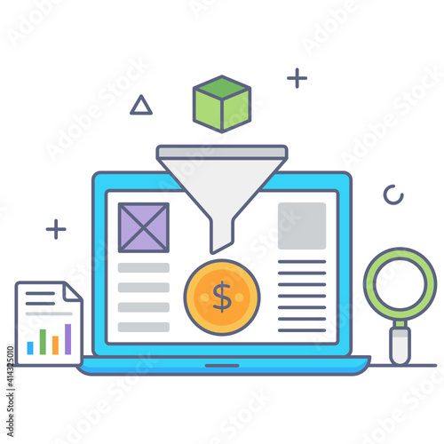 
Colorful flat outline design of data filtration 
