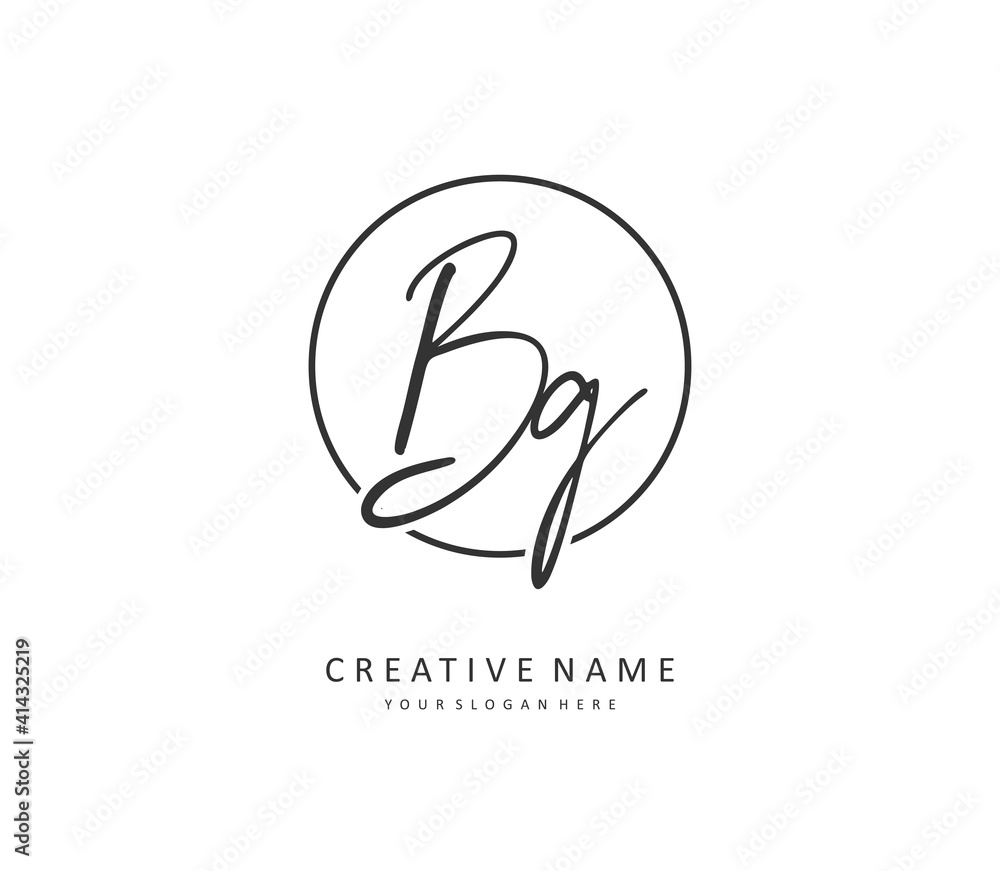 Naklejka BG Initial letter handwriting and signature logo. A concept handwriting initial logo with template element.