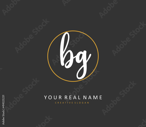 BG Initial letter handwriting and signature logo. A concept handwriting initial logo with template element.