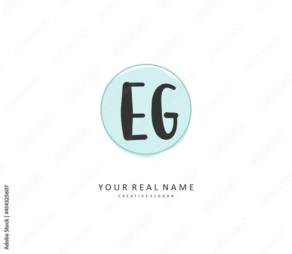 EG Initial letter handwriting and signature logo. A concept handwriting initial logo with template element.