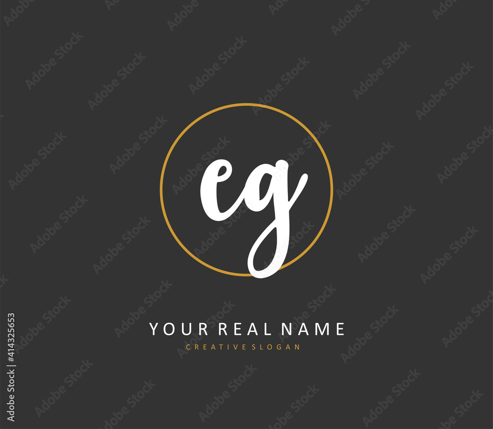 EG Initial letter handwriting and signature logo. A concept handwriting initial logo with template element. EG Initial letter handwriting and signature logo. A concept handwriting initial logo with template element.
