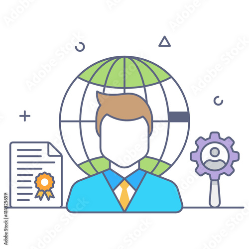 
A flat outline vector hr manager
