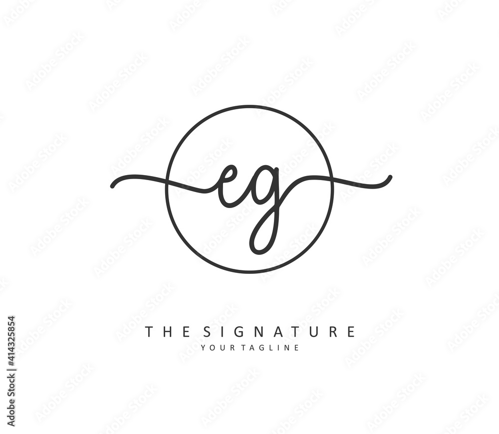 EG Initial letter handwriting and signature logo. A concept handwriting initial logo with template element.