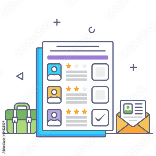
A flat outline vector of hired employee
