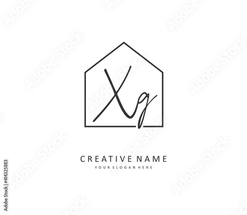 XG Initial letter handwriting and signature logo. A concept handwriting initial logo with template element.