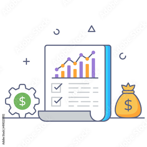 
Gear with money bag denoting flat icon of money management 
