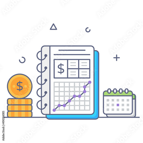
A financial plan flat outline detailed vector 
