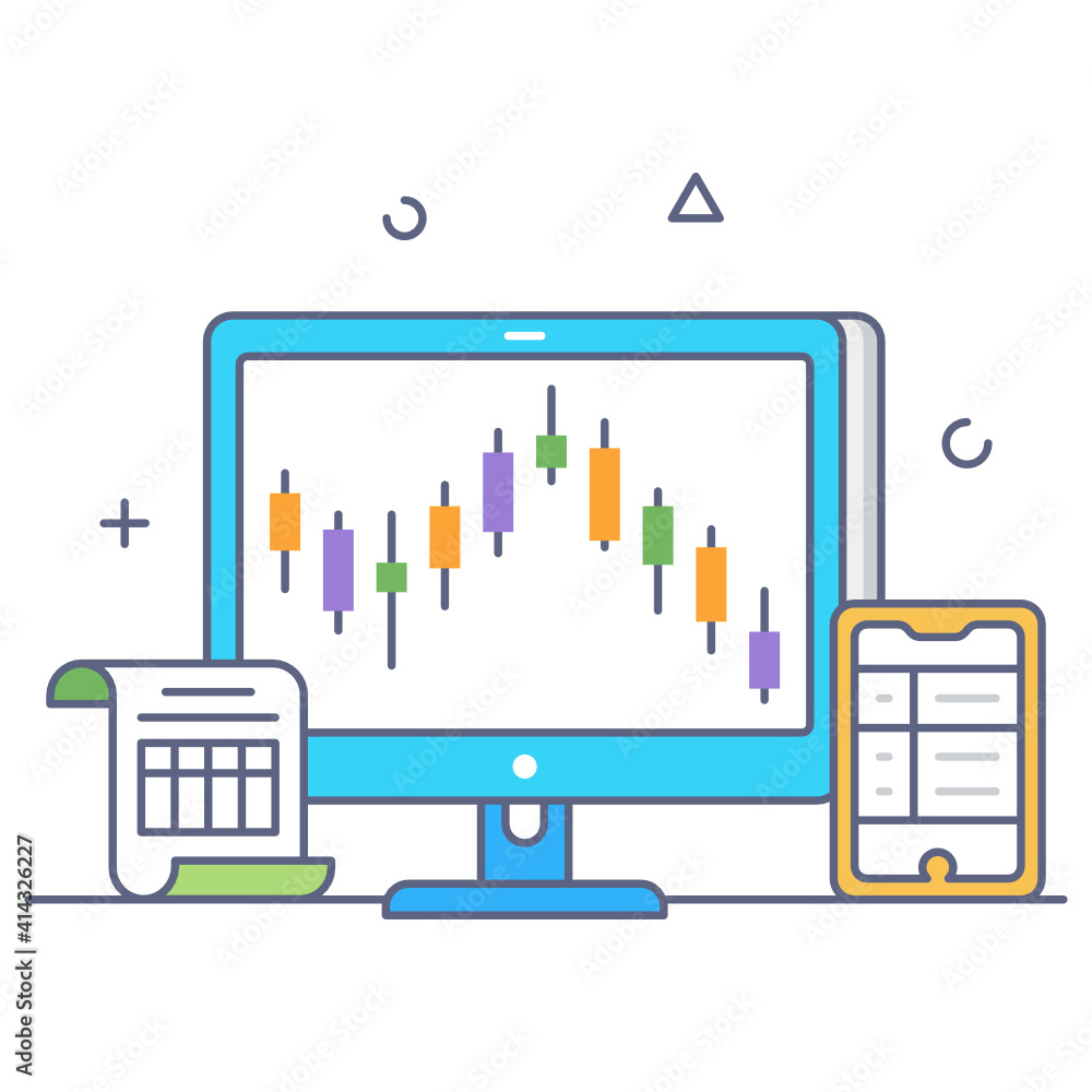 An online financial trading flat outline vector
An online financial trading flat outline vector