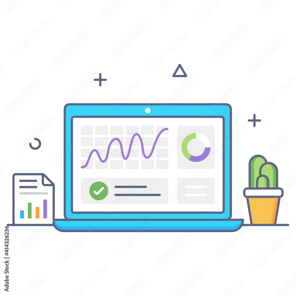 Fototapeta premium A trendy flat outline vector of online data analytics 