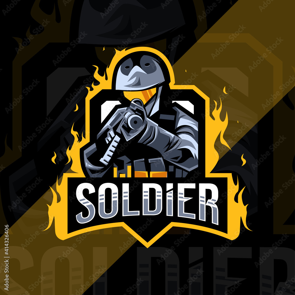 Soldier mascot logo esport template design