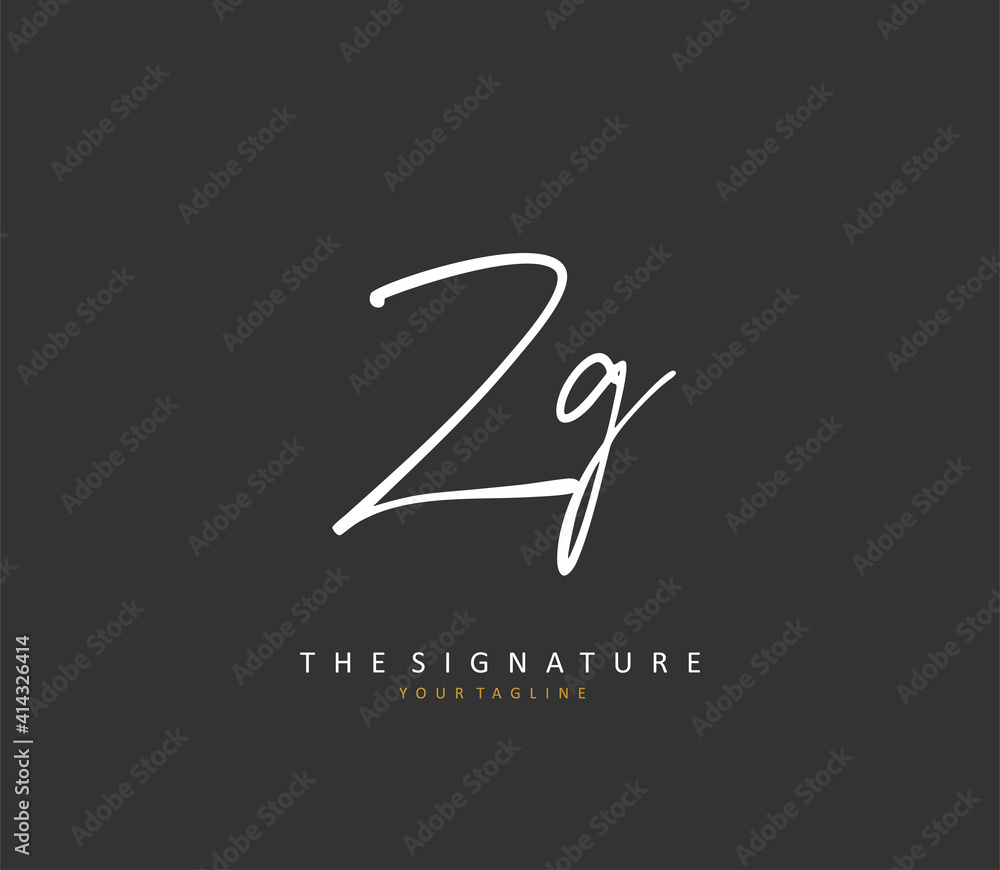 ZG Initial letter handwriting and signature logo. A concept handwriting initial logo with template element. ZG Initial letter handwriting and signature logo. A concept handwriting initial logo with template element.