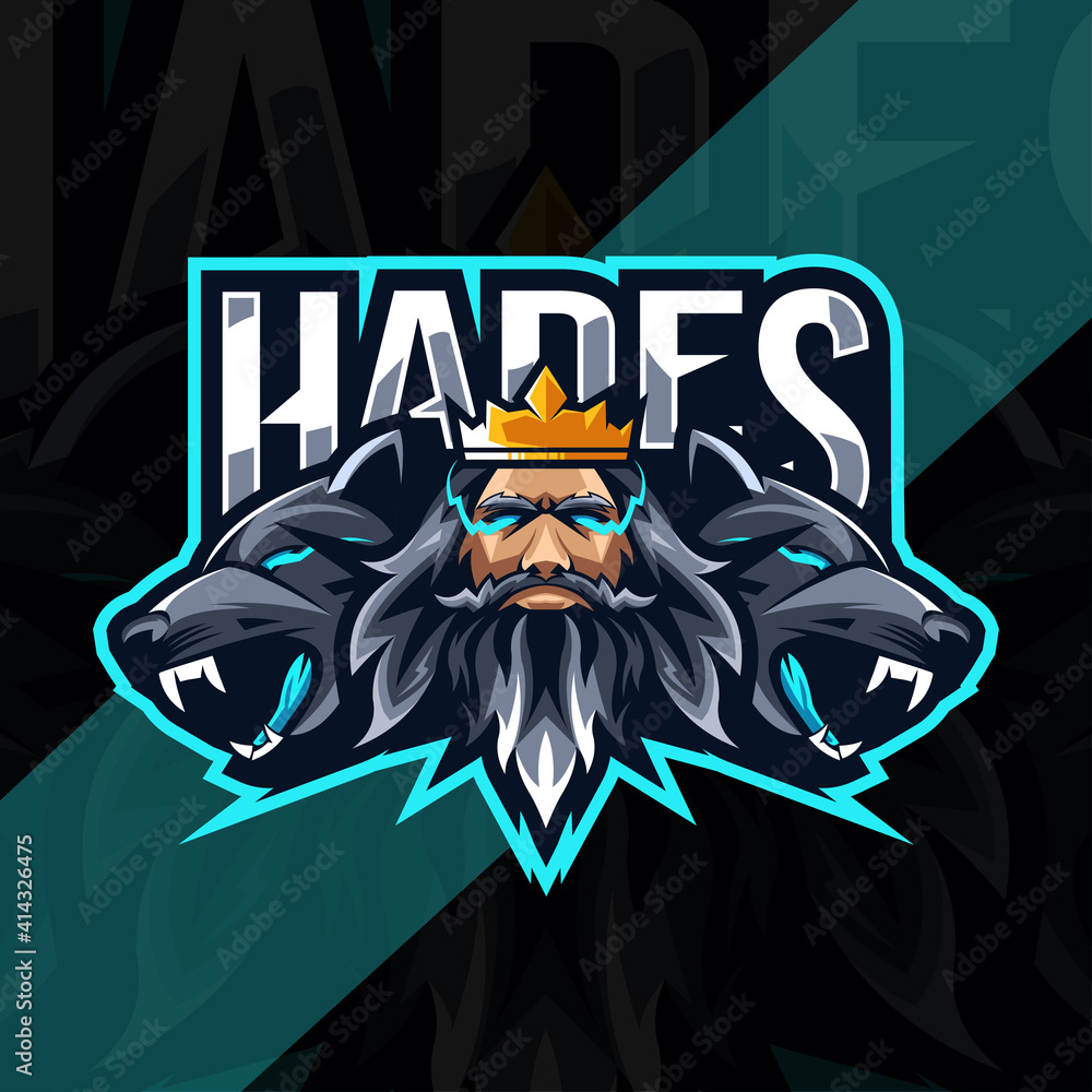 Obraz premium Hades with Cerberus mascot logo esport template design