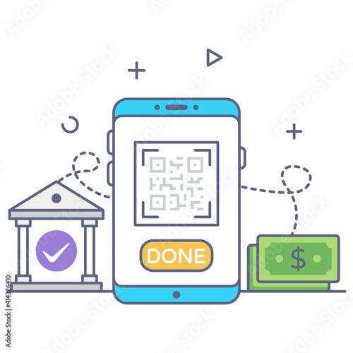 
A flat outline design of digital transaction icon
