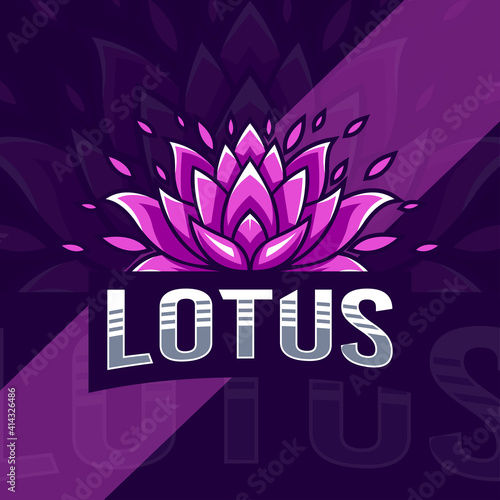 Lotus mascot logo esport template design