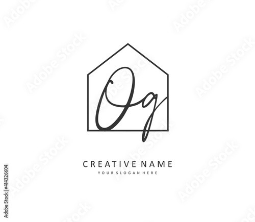 OG Initial letter handwriting and signature logo. A concept handwriting initial logo with template element.
