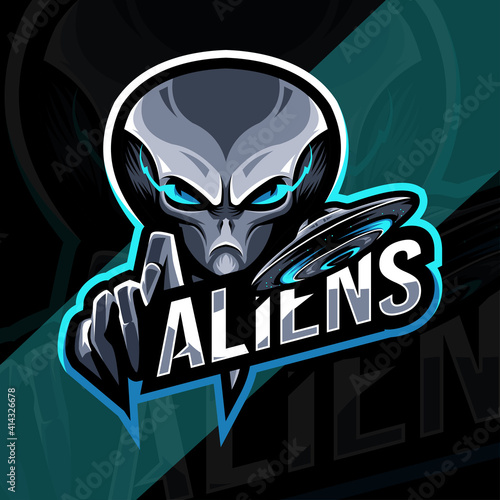 Aliens mascot logo esport template design
