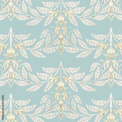 Art nouveau wisteria flower vector pattern design resource
