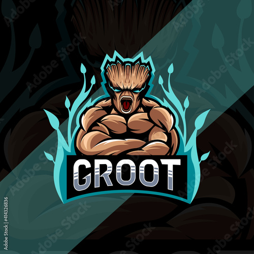 Wood man angry mascot logo design